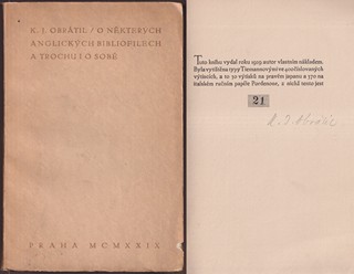 Karel Jaroslav Obrátil (1866 - 1945) - O některých anglických bibliofilech a trochu i o sobě
