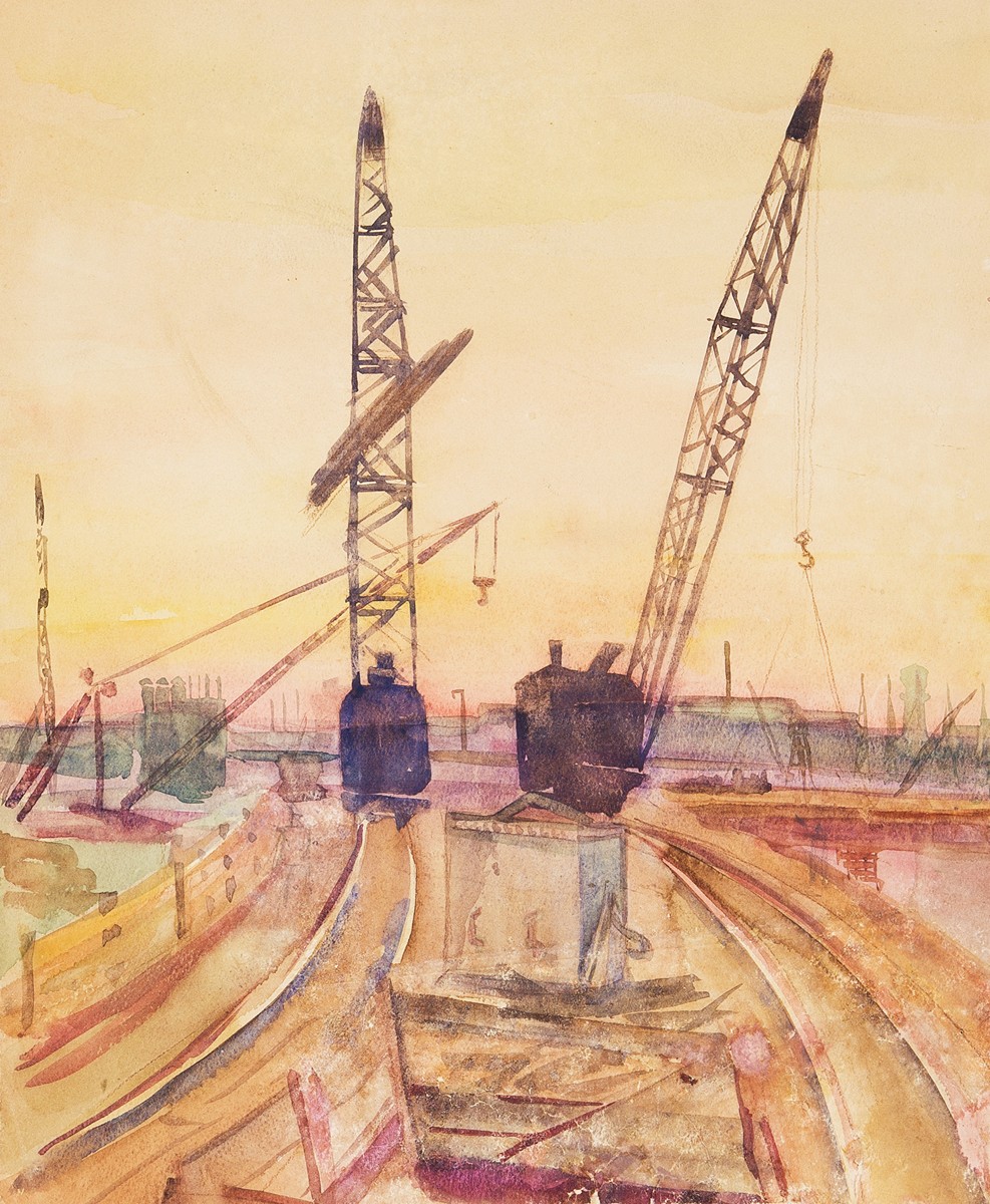 Kibargin (Kibardin) Georgij (1899 – 1989) - Stavba přehrady na Dněpru/konvolut 5 kreseb/