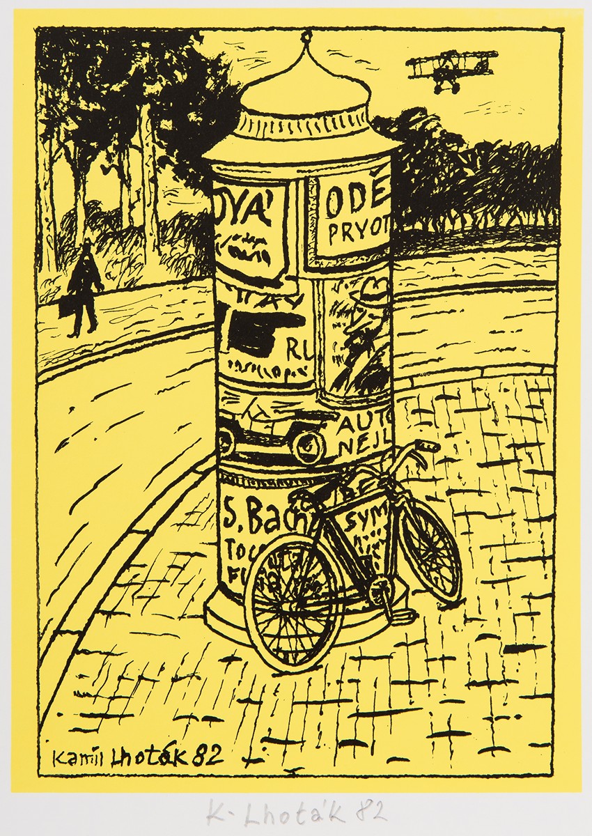 Lhoták Kamil (1912 – 1990) - Reklamní sloup s bicyklem