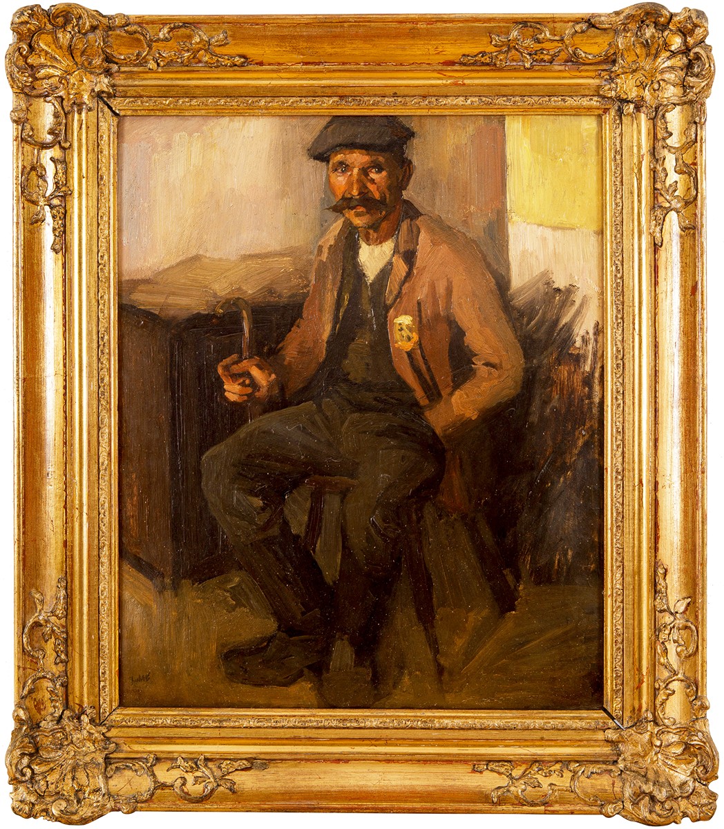 Justitz Alfréd (1879 – 1934) - Muž s fajfkou, na rubu Ležící akt