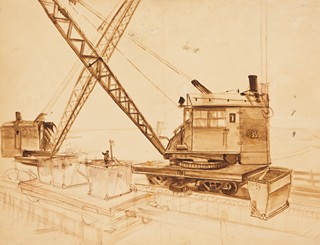 Kibargin (Kibardin) Georgij (1899 – 1989) - Stavba přehrady na Dněpru/konvolut 5 kreseb/