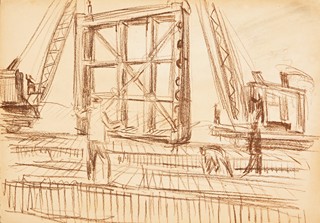 Kibargin (Kibardin) Georgij (1899 – 1989) - Stavba přehrady na Dněpru/konvolut 5 kreseb/