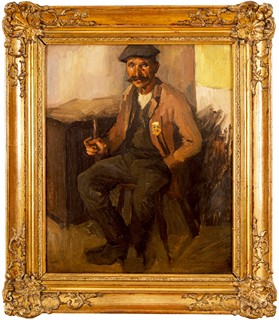 Justitz Alfréd (1879 – 1934) - Muž s fajfkou, na rubu Ležící akt