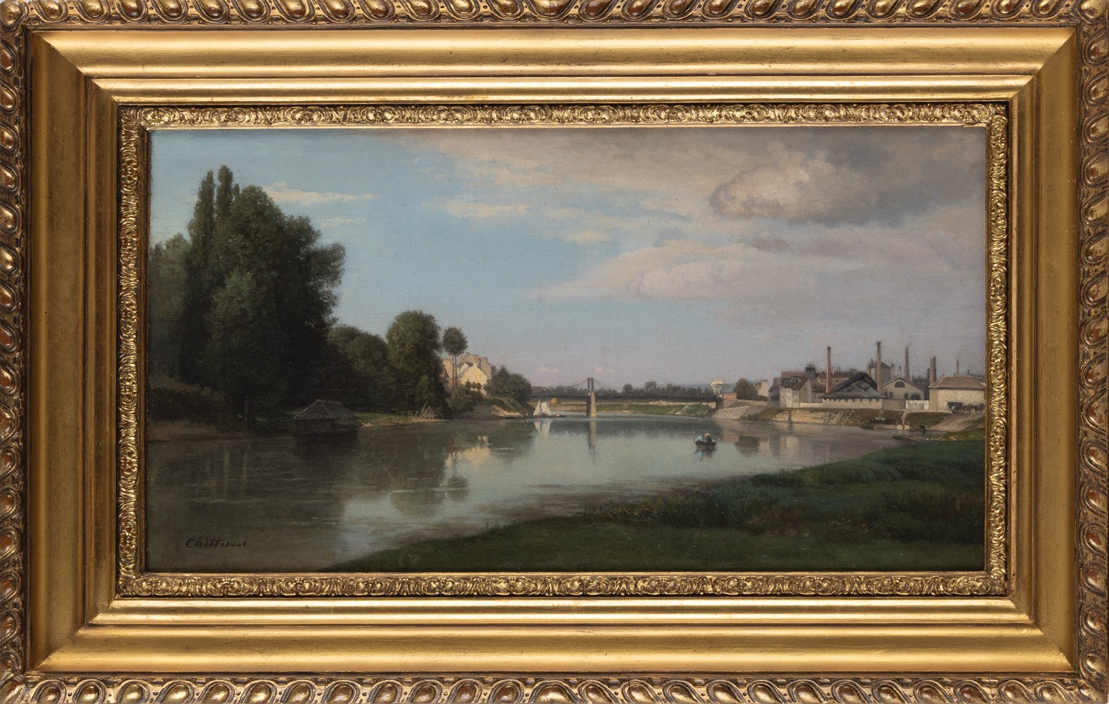 Chitussi Antonín 1847–1891 - Krajina s řekou a železničním mostem