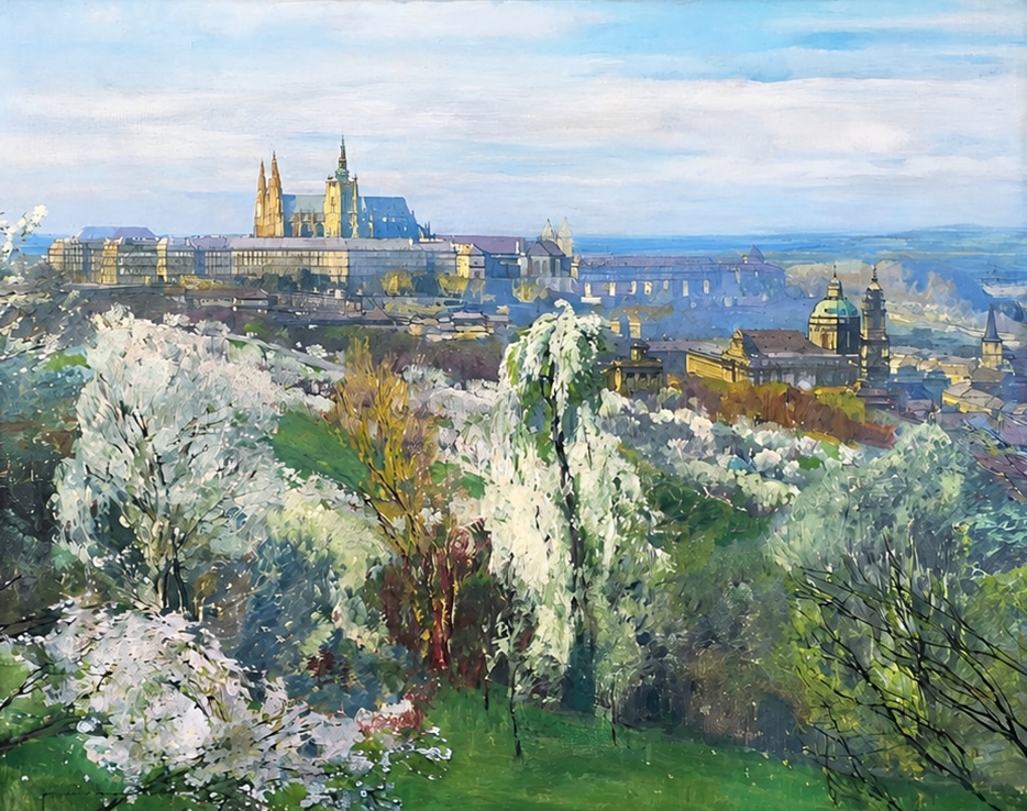 Jaroslav Šetelík (1881 - 1955) - Jarní pohled na Hradčany