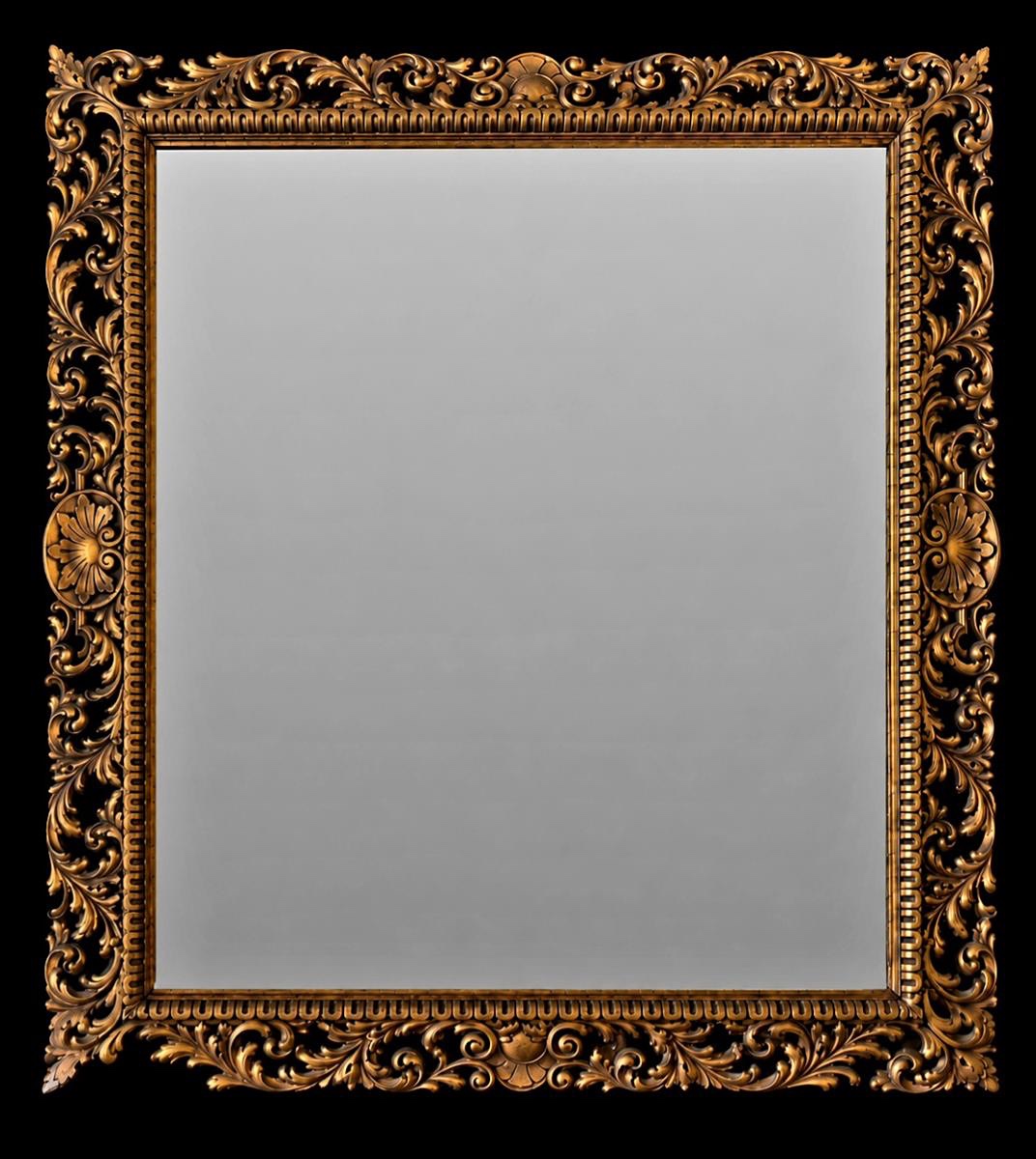 VELKÉ LUXUSNÍ ZRCADLO - BOHATĚ ŘEZANÝ RÁM - 163 X 141 CM