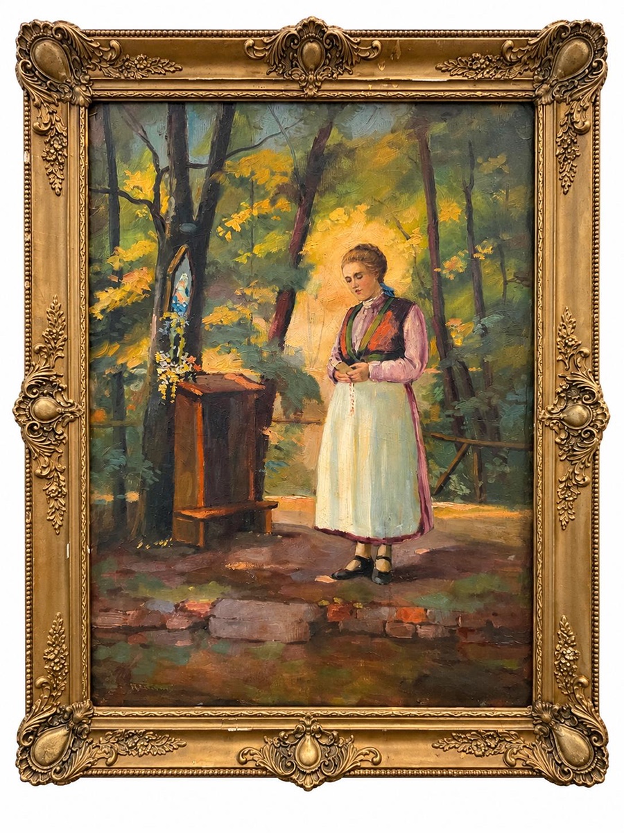 Jozef Teodor Mousson (1887 - 1946) - Dívka u lesní kapličky, 1920