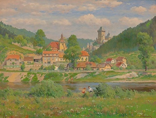 František Daněk Sedláček (1892 - 1974) - Letní odpoledne u Karlštejna