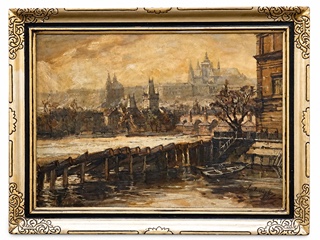 Jaro Procházka (1886 - 1949) - Pohled na Karlův most a Pražský hrad