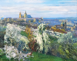 Jaroslav Šetelík (1881 - 1955) - Jarní pohled na Hradčany
