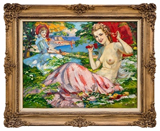Vlastimil Košvanec (1887 - 1961) - Letní posezení u moře