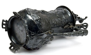 LUXUSNÍ FIGURÁLNÍ CÍNOVÝ KORBEL - SECESNÍ MISTROVSKÉ DÍLO, CCA 1900