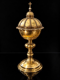MONUMENTÁLNÍ STŘÍBRNÉ ZLACENÉ CIBORIUM - RAKOUSKO - UHERSKO, 19. STOLETÍ