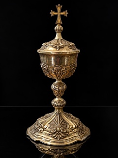 MONUMENTÁLNÍ STŘÍBRNÉ ZLACENÉ CIBORIUM - RAKOUSKO - UHERSKO, 19. STOLETÍ