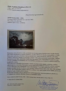 Adolf Chwala (1836 - 1900) - Kovárna u řeky za měsíčné noci, po roce 1864 – znalecký posudek