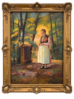 Jozef Teodor Mousson (1887 - 1946) - Dívka u lesní kapličky, 1920