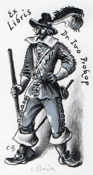 Cyril Bouda (1901-1984) - Ex libris Dr. Ivo Prokop – mušketýr