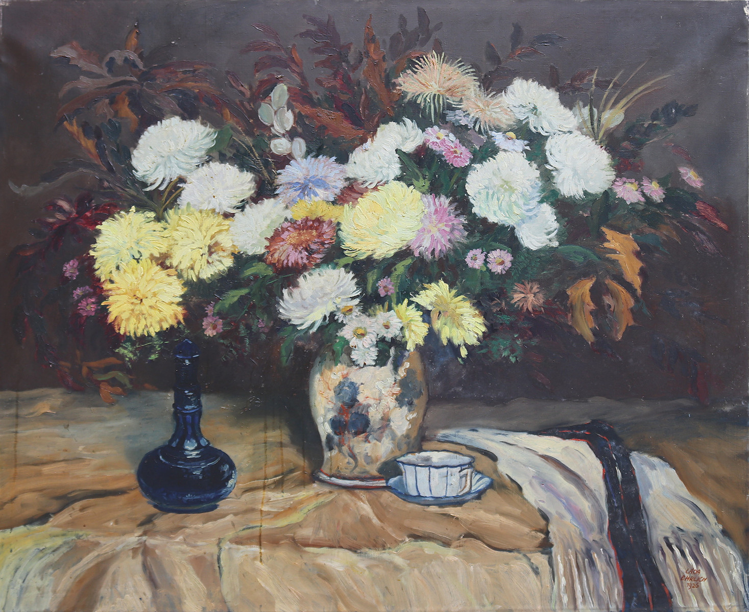 Ladislav Ehrlich (1886-1965) - Zátiší s květy a karafou