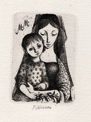 Ludmila Jiřincová (1912-1994) - Ex libris M. M.