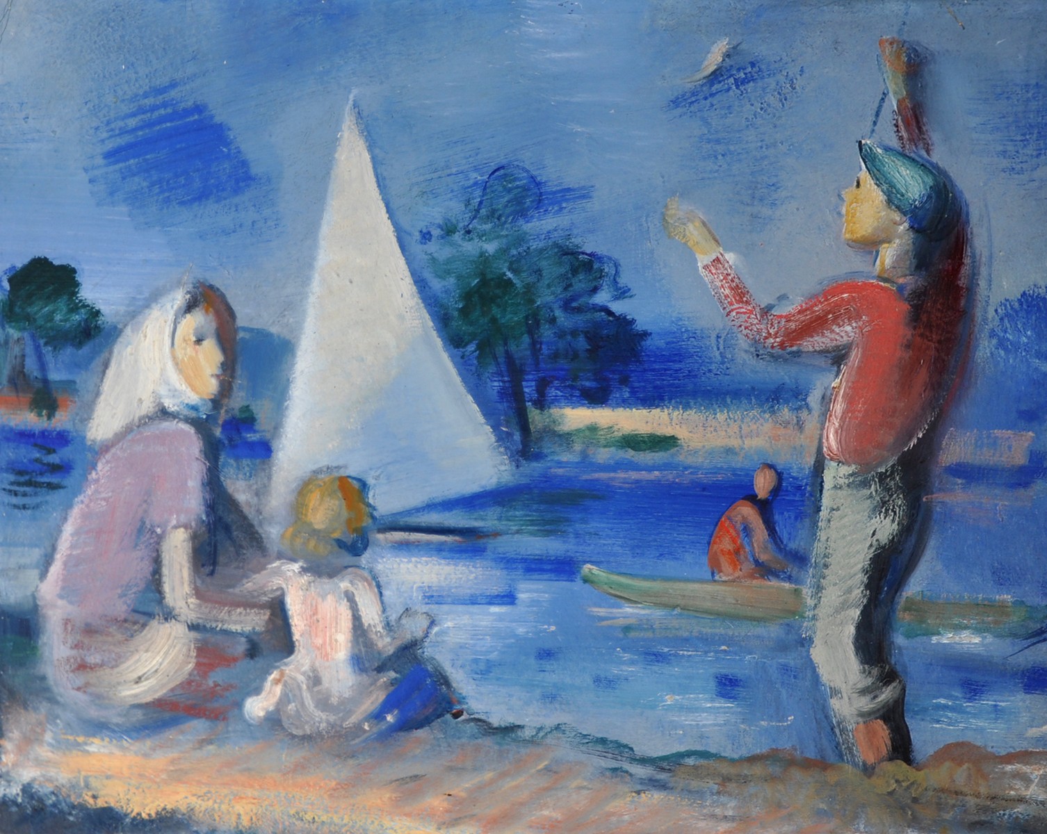 Bohumil Ullrych (1893 - 1948) - Rybář s plachetnicí