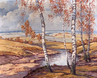 Ladislav J. Špitník (Špitálník) (1901 - ?) - Krajina s březovým hájem