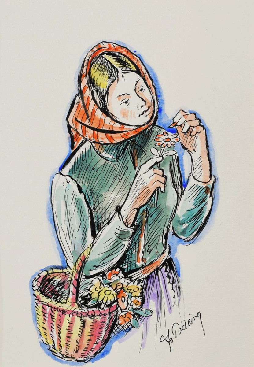 PODEŠVA František (1893-1979) - Děvče s košíkem květin