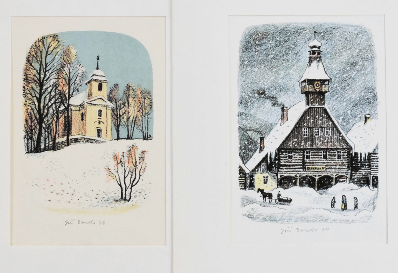BOUDA Jiří (1934-2015) - Kostelík a Stará radnice v Železném Brodě