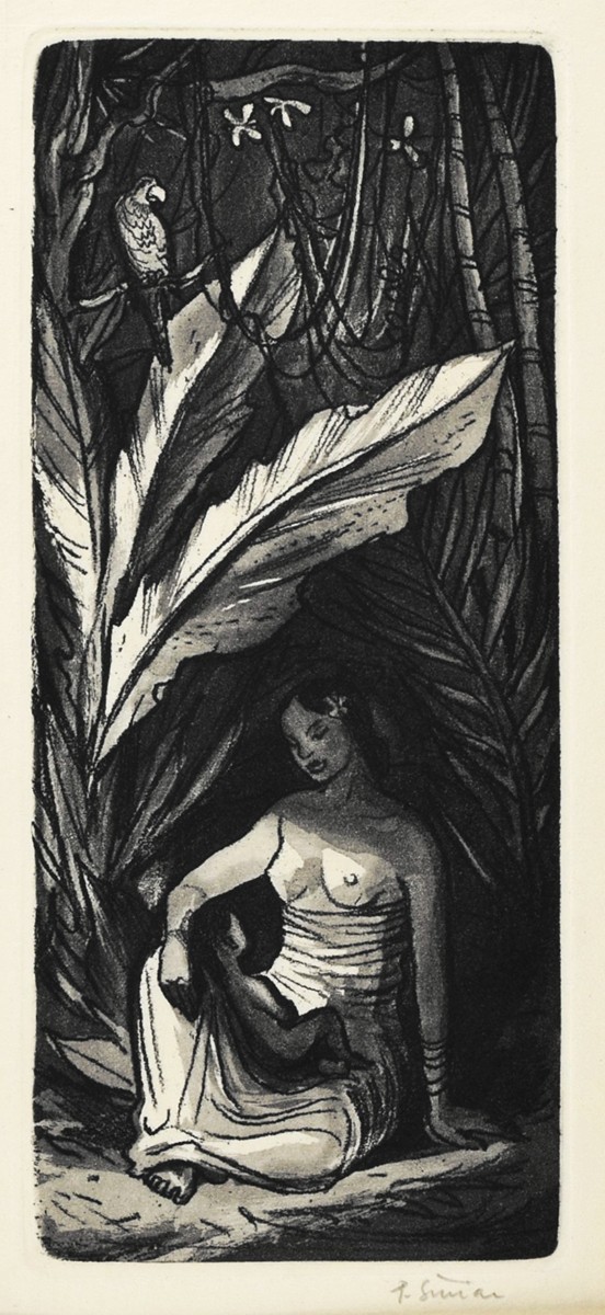 ŠIMON Pavel (1920-1958) - Dívka a papoušek