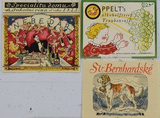 SVOLINSKÝ Karel (1891-1974) - Sbírka 13 etiket pro lahve s vínem