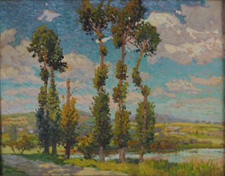 Cína Jelínek (1882 - 1961) - Topoly u rybníka