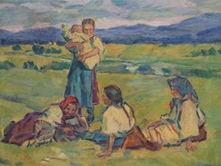 Gustáv Mallý (1879 - 1952) - Rozhovor na louce