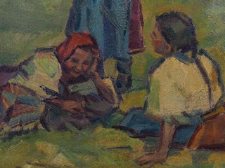 Gustáv Mallý (1879 - 1952) - Rozhovor na louce