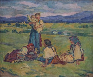 Gustáv Mallý (1879 - 1952) - Rozhovor na louce