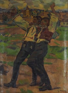 Gustáv Mallý (1879 - 1952) - Slavící dvojice v krojích