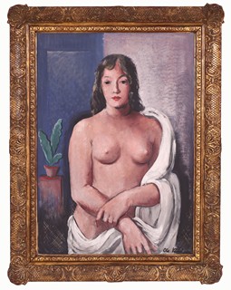 Oldřich Koníček (1886 - 1932) - Ženský akt s bílou draperií