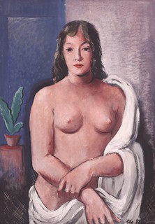 Oldřich Koníček (1886 - 1932) - Ženský akt s bílou draperií