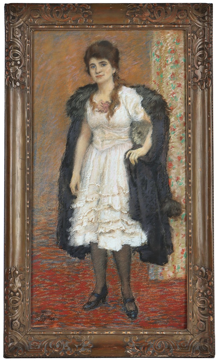 Karel Špillar (1871 - 1939) - Dívka v krajkových šatech a kožichu