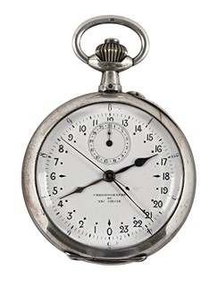 Stříbrné pánské kapesní hodinky s chronografem