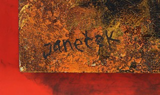Ota Janeček (1919 - 1996) - Zátiší s kohoutem, ptáčkem, pohárem a miskou