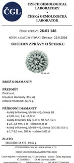 Zlatá brož ve formě květu osazená diamanty o hmotnosti 5,72 ct