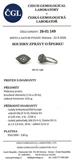 Platinový prsten s diamanty o celkové hmotnosti 0,89 ct