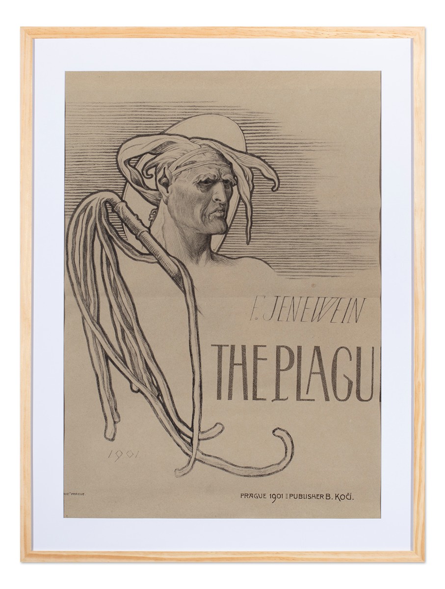 Felix Jenewein (1857 - 1905) - The Plague - původní plakát k albu barevných litografií Mor