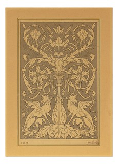 Jan Preisler (1872 - 1918) - Ornament se secesními gryfy a vegetabilním dekorem