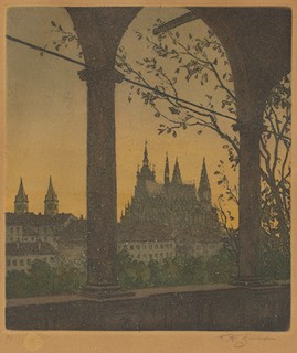 František Tavík Šimon (1877 - 1942) - Hradčany z Belvederu