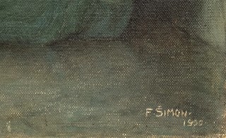 Český malíř počátku 20. století - Snící dívka s liliemi