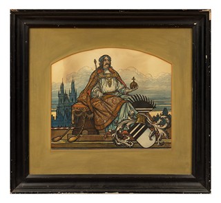 Antonín Häusler (1869 - 1938) - Jiří z Poděbrad před Týnským chrámem