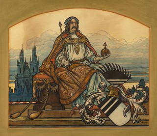 Antonín Häusler (1869 - 1938) - Jiří z Poděbrad před Týnským chrámem