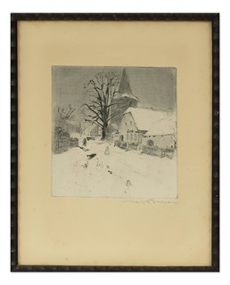 Max Pollak (1886 - 1970) - Zimní vesnice s kostelem