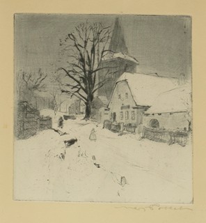 Max Pollak (1886 - 1970) - Zimní vesnice s kostelem