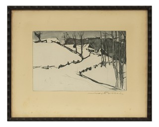 Max Pollak (1886 - 1970) - Zimní krajina s chalupami